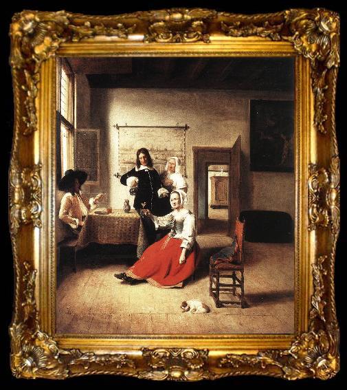 framed  HOOCH, Pieter de Young Woman Drinking sf, ta009-2
